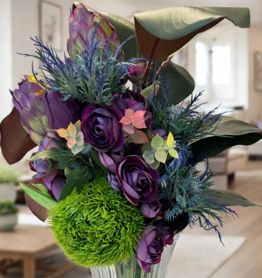Amethyst Groove™ Faux Floral Bouquet w/Vase