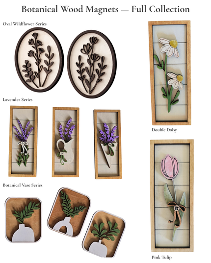 Botanical Wood Magnets | Hand-Painted Floral Collection