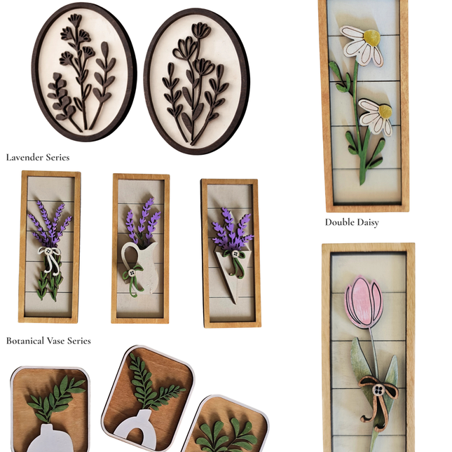 Botanical Wood Magnets | Hand-Painted Floral Collection