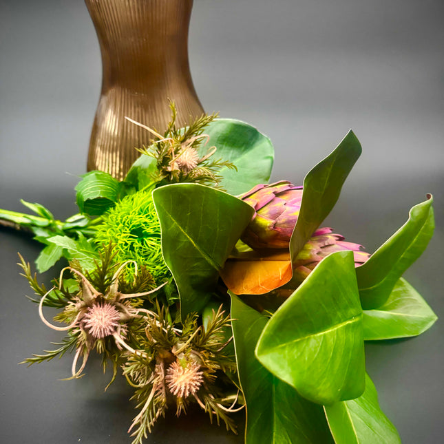 Plum Thistle Bloom™ Faux Floral Bouquet w/ Vase