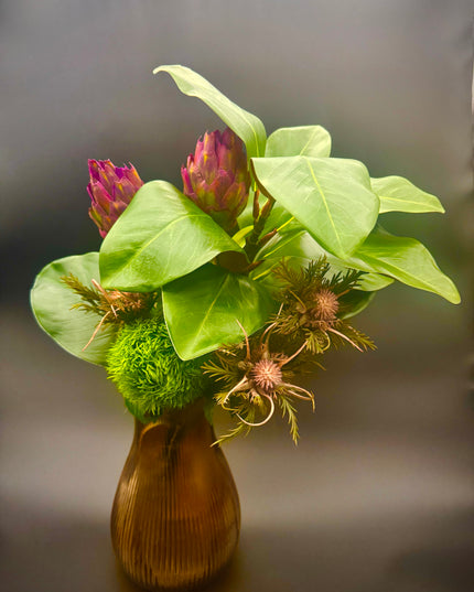 Plum Thistle Bloom™ Faux Floral Bouquet w/ Vase