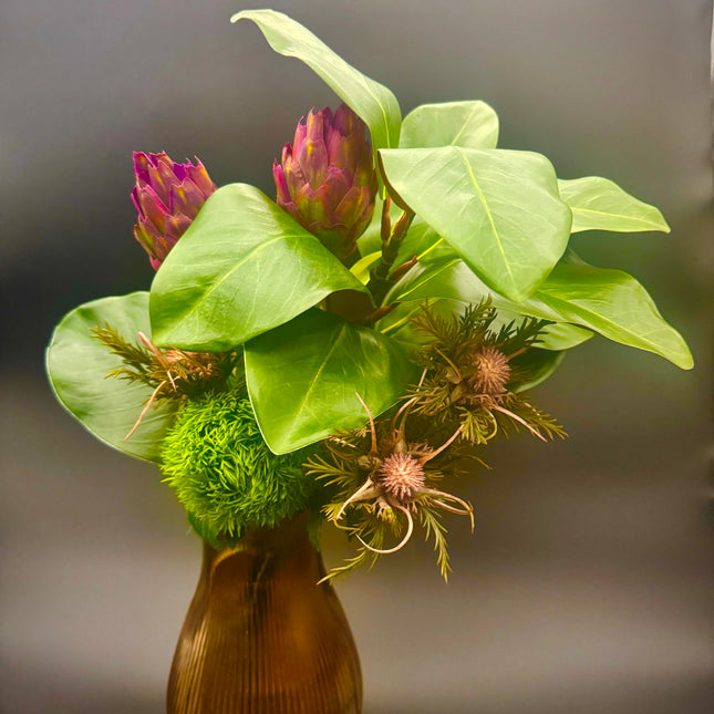 Plum Thistle Bloom™ Faux Floral Bouquet w/ Vase