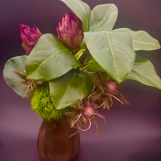 Plum Thistle Bloom™ Faux Floral Bouquet w/ Vase