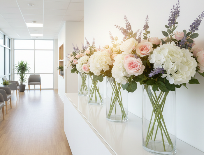 faux florals in a hospital