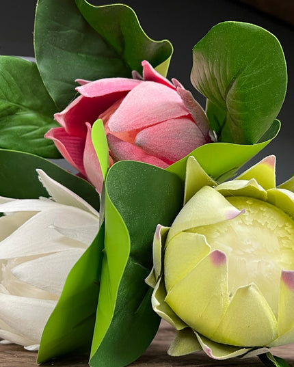 21"Quality Artificial King Protea Cynaroides-Real Touch Leaf