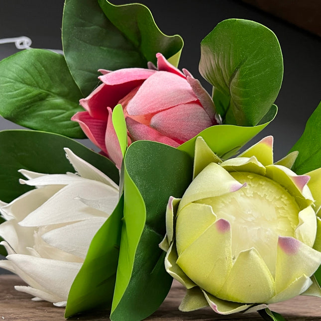 21"Quality Artificial King Protea Cynaroides-Real Touch Leaf