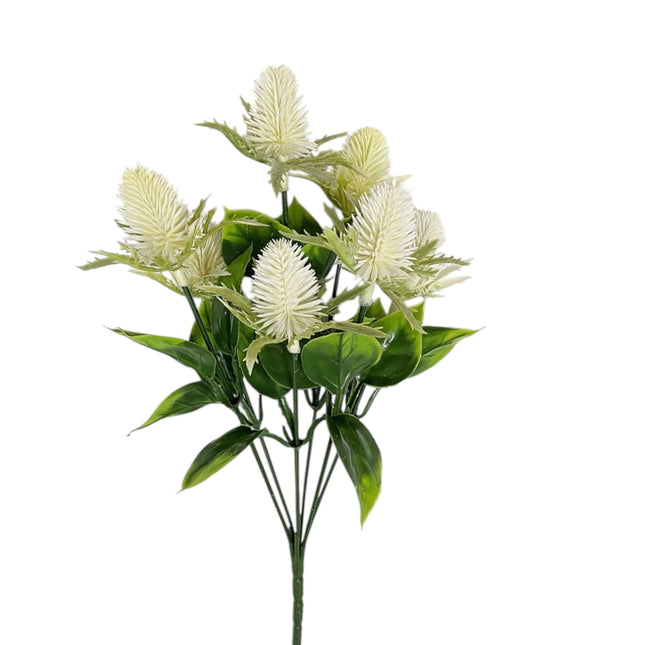 Artificial Small Thistle - Uv-Resistant (White)